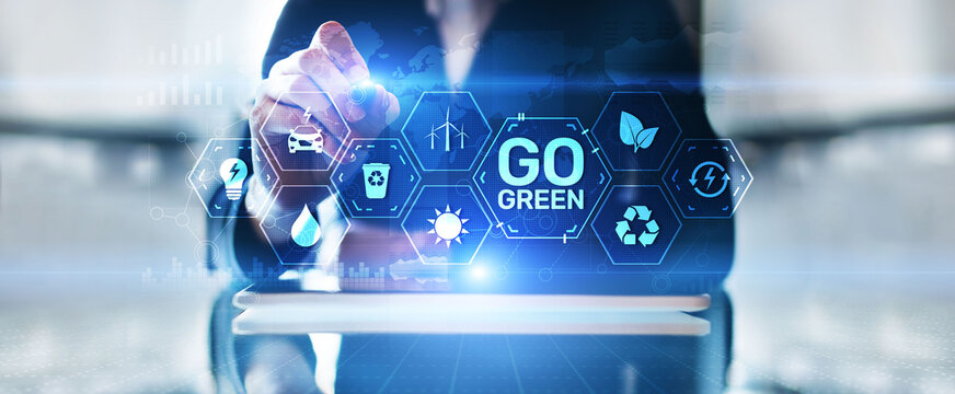 Go green renewable energy recycling zero waste ecology lean concept.