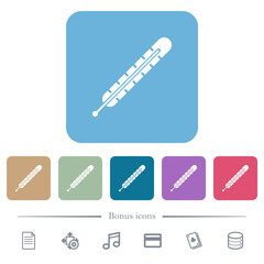 Fever thermometer solid flat icons on color rounded square backgrounds