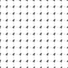 Square seamless background pattern from geometric shapes are different sizes and opacity. The pattern is evenly filled with big black rocket symbols. Vector illustration on white background