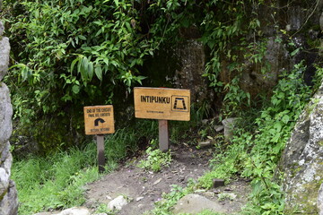 Ruins of the ancient Inca city machu picchu in fog, Peru