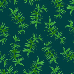Seamless background from watercolor drawings abstract green plants