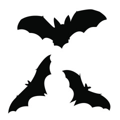 Vector set of halloween bat silhouettes. Creepy illustration. Design for a t-shirt. Design element for halloween party