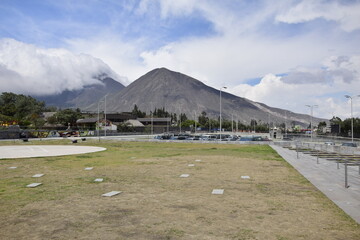 neighborhood near the equator line in a park near Quito