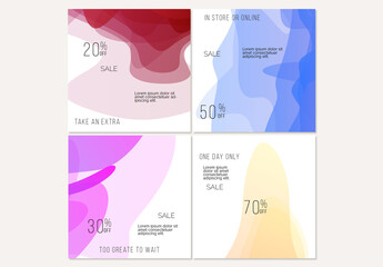Social Media Post Layout with Transparent Overlapping  Gradient Waves