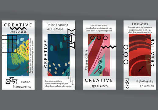 Flyer Layout with Black Shapes and Bright Abstract Rectangle on White