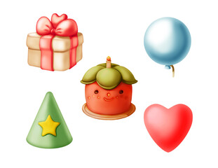 A set of birthday icons