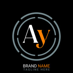 Ay Letter Logo design. black background.
