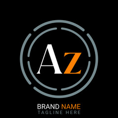 Az Letter Logo design. black background.		

