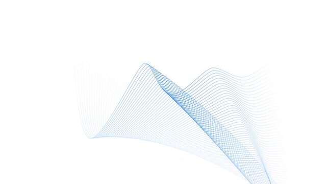 Line wave motion design. Fluent network morphing abstract background. Blue curves on white.