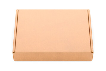 Blank cardboard box, craft paper package isolated on white background