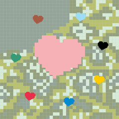 pixelated love icons