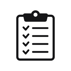 Clipboard icon. Checklist icon of an approved document. Project completed. Tasks vector icon. Task completed.