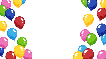 アメコミ風のバルーンリリースの背景_風船飛ばしのフレーム_16:9 © ふわぷか