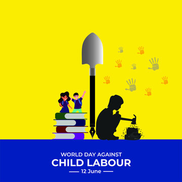 World day against child labour. stop child labour the world. vector illustration.