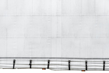 Semitrailer with white tarpaulin without inscriptions, isolated on white background with a clipping path. - obrazy, fototapety, plakaty