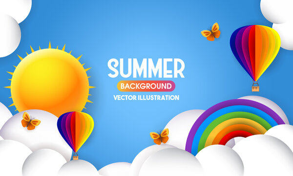 3d Summer vector background, colorful background design.