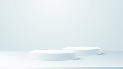 White-gray podium  product display abstract vector background.