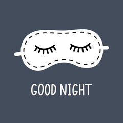 Good Night Abstract Background with Funny Sleeping Mask. Vector Illustration