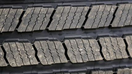 Vehicle tires detailed up close 