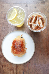 croissant , French croissant or French bread or bread and coffee