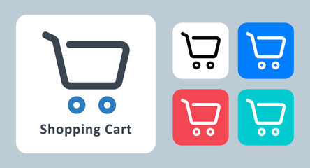 Shopping cart icon - vector illustration . shopping, cart, ecommerce, online shopping, shop, buy, e-commerce, store, line, outline, flat, icons .