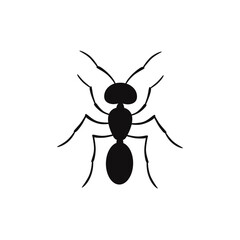 Silhouette Ant top view. Ant Logo template. Insect Symbol. Vector illustration