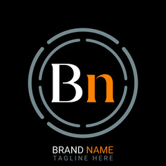 Bn Letter Logo design. black background.