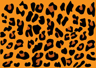 Fototapeta na wymiar orange and black leopard skin pattern background, vector design