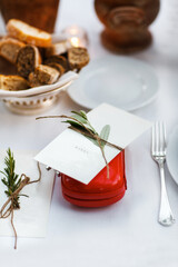 Table set for wedding or another catered event dinner