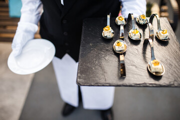 Stone tray of appetizers