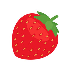 Strawberry full red berry food, side view. Red berry with vitamins. Summer harvest. Healthy and tasty food. Vector illusdtration