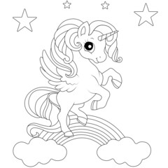 Funny Unicorn coloring page for children