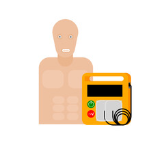 Illustration of an AED and CPR trainer.