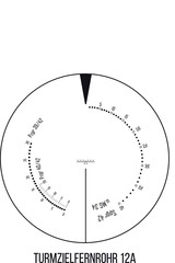 Detailed vector image of the German tank sight Turmzielfernrohr 12A. Turmzielfernrohr translates as 