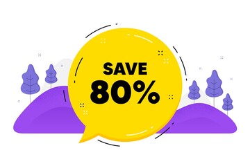 Save 80 percent off. Speech bubble chat balloon. Sale Discount offer price sign. Special offer symbol. Talk discount message. Voice dialogue cloud. Vector