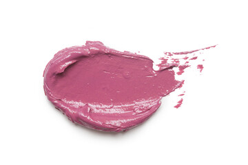 Pink ceamy makeup sample islated on white background. Decorative cosmetic smear.	