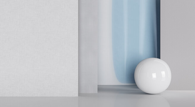 Abstract of architecture with  sphere ball and light and shadow ,3D render, 3D illustration.