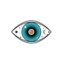 Eye Talisman Icon. Evil Devil Eye Boho Minimalist Graphic Symbol Icon. Modern Poster Eye Symbol Template.