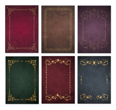 Vintage, aged, shabby ornamental covers and frames isolated on white background