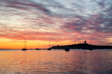 Sunset at half moon bay pillar point harbor beach