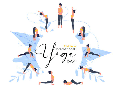 International Yoga day 21 june web banner design. Vector