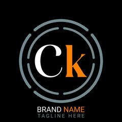 Ck Letter Logo design. black background.