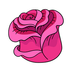 Beautiful rosebud, vector design element in the style of doodles, isolated on a white background, hand drawn