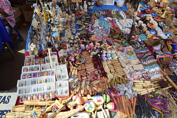 HUANCHACO, PERU. Souvenir shop on the street in the city of Huanchaco on the coast of northern Peru.