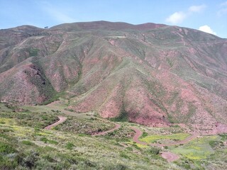 On the way to Inca terraces of Moray. Each level has its own microclimate. Peru.