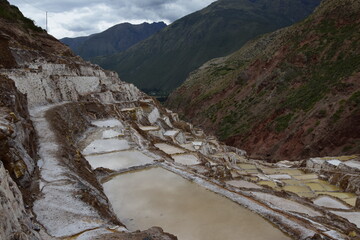 Terraced salt pans also known as (Salineras de Maras), among the most scenic travel destination in...