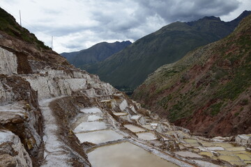 Terraced salt pans also known as (Salineras de Maras), among the most scenic travel destination in...
