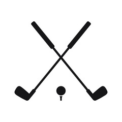 Pair of iron or wedge golf club with golf ball flat vector icon for sports apps and websites