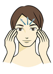 フェイスマッサージをしている男性の手描きイラスト