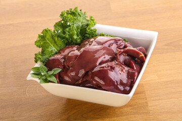Raw chicken liver in the bowl